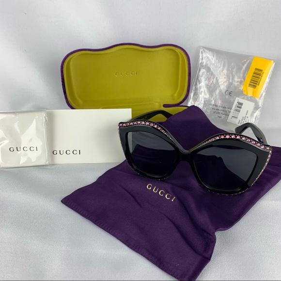 ❌SOLD❌GUCCI GG0118S 002 Black Cat Eye Sunglasses - Picture 3 of 16